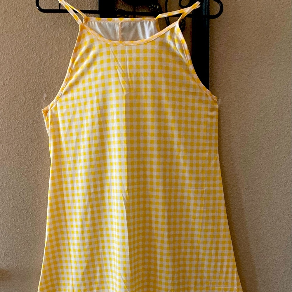 Summer yellow checkered dress